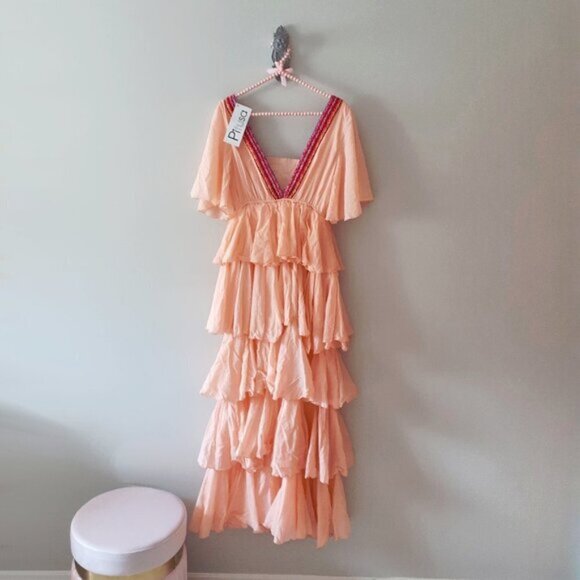 NWT Pitusa peach Talullah ruffle maxi dress - Picture 9 of 9